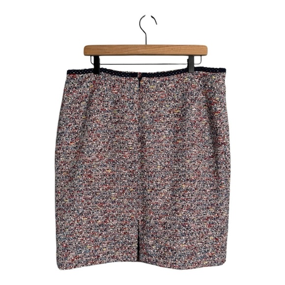 Tahari A Line Tweed Multi Color Metallic Ribbon Trim Waist Mini Skirt Size 16 - Picture 7 of 14